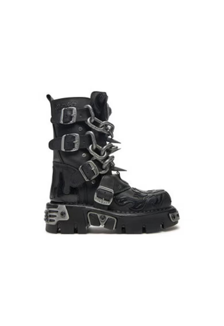 New Rock Bocanci Barbati M-727-S5 - Piele naturala - Negru