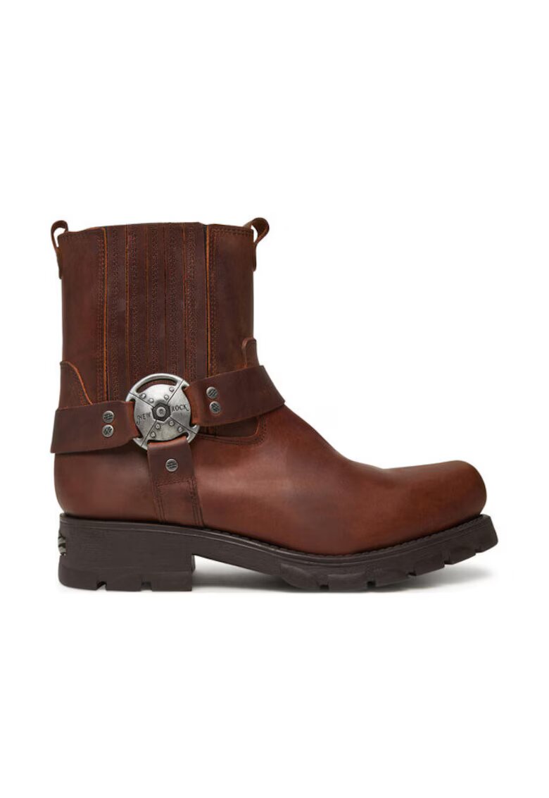 New Rock Botine cu glezna joasa barbati M-7605-S20 - Piele naturala - Maro - Maro