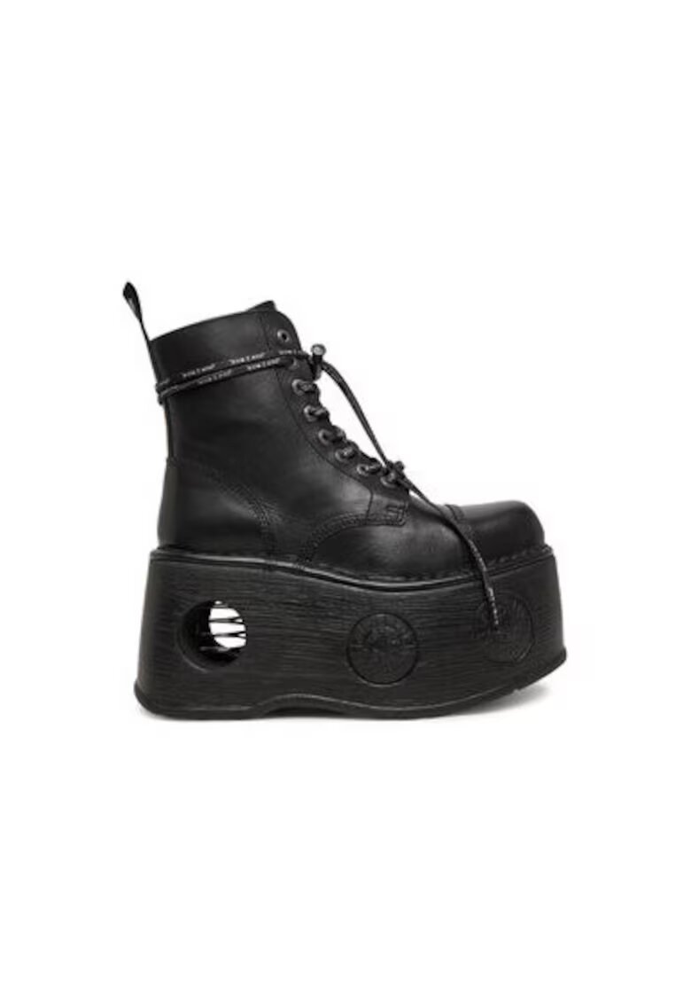 New Rock Botine dama M-MILI083CCT-C18 - Piele naturala - Negru - Negru