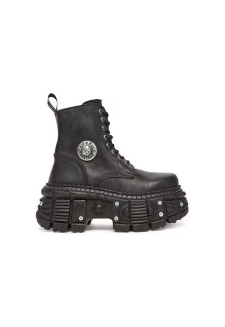New Rock Botine dama M-OVERZTANK001-C1 - Piele naturala - Negru - Negru