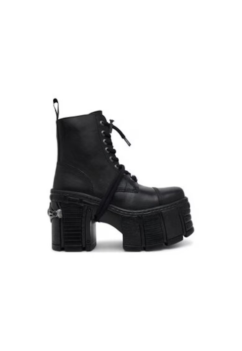 New Rock Botine dama M-TM001-C4 - Piele naturala - Negru - Negru