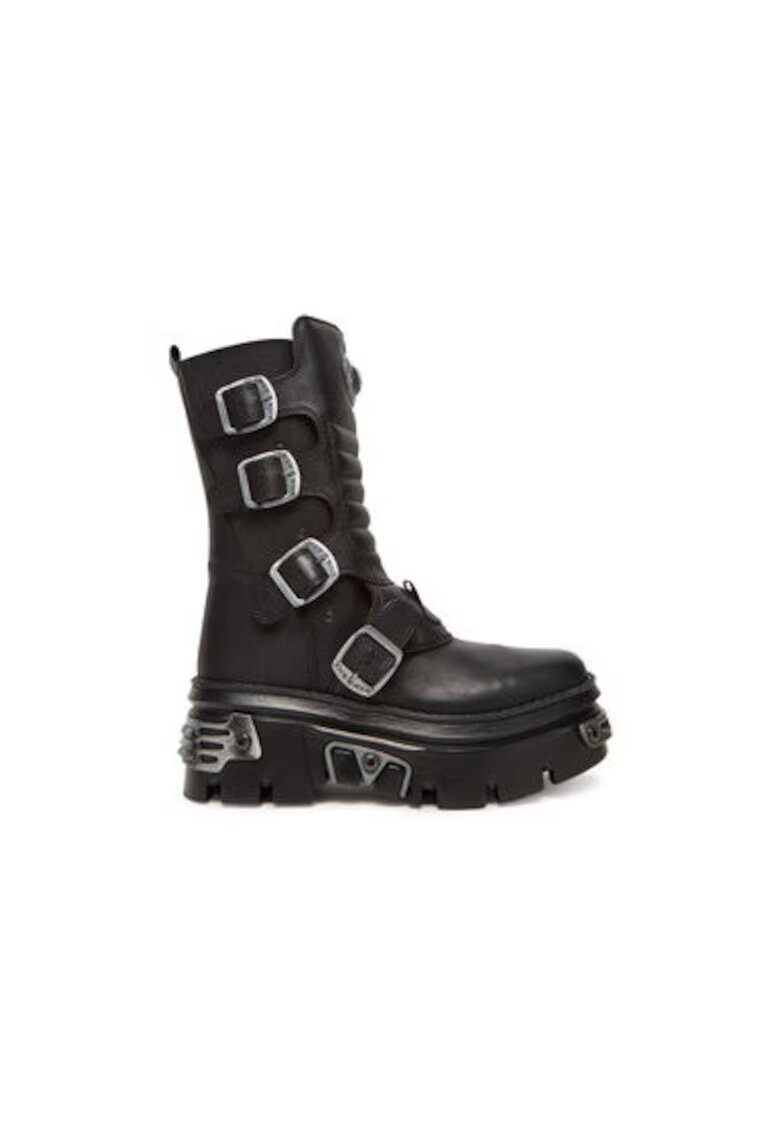 New Rock Botine dama M-WALL373N-C1 - Piele naturala - Negru - Negru