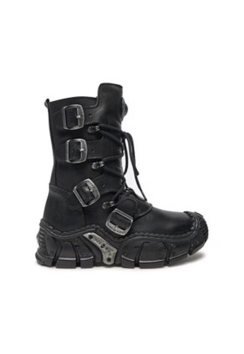 New Rock Botine dama piele naturala - negru - Negru