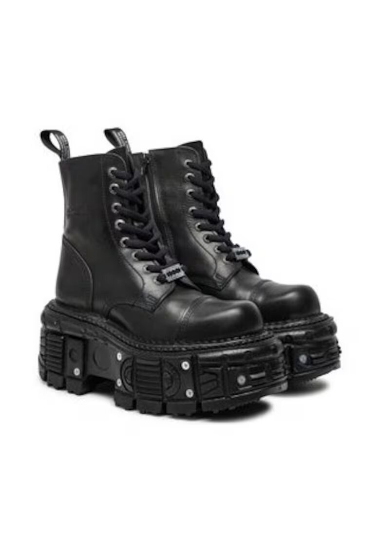 New Rock Ghete barbati Piele naturala - Negru - Negru