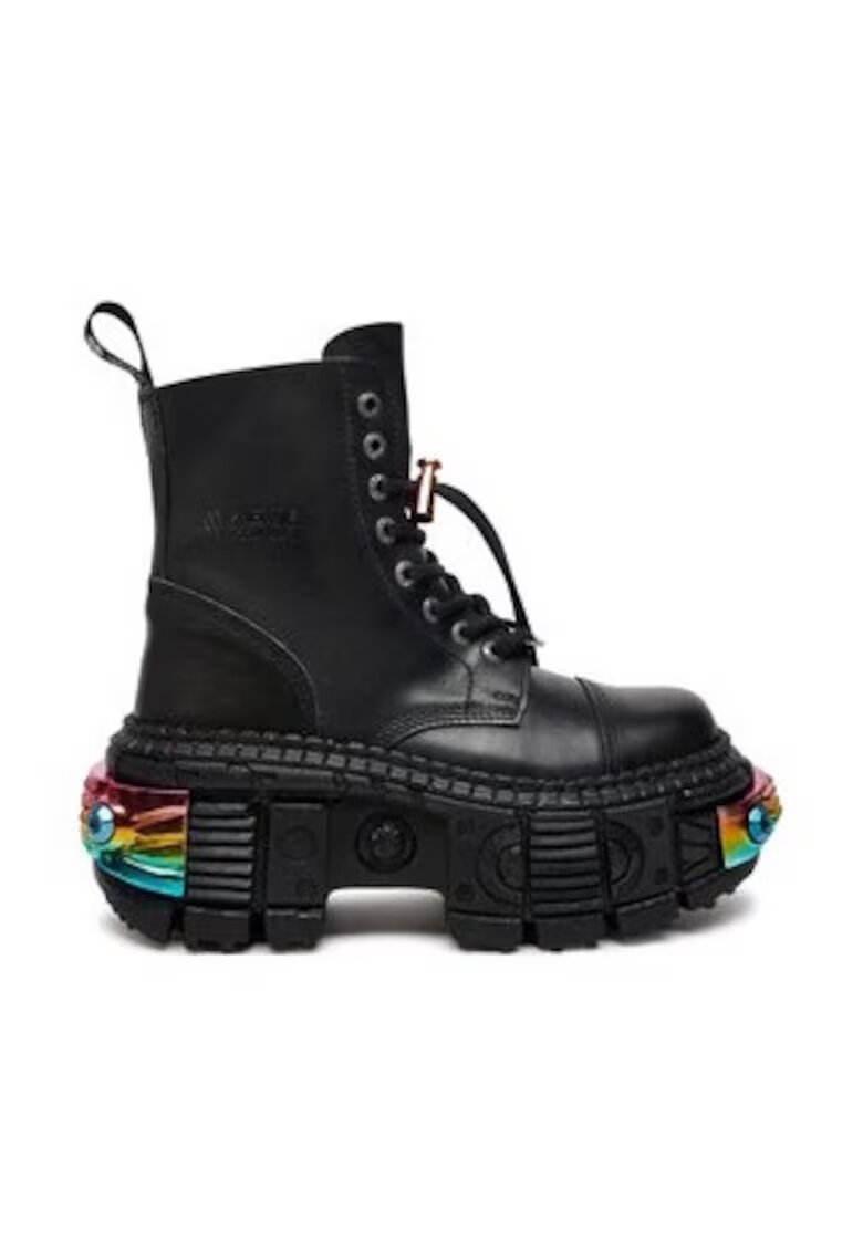 New Rock Ghete dama - model M-WALL083CCT-S8 - piele naturala - negru - Negru