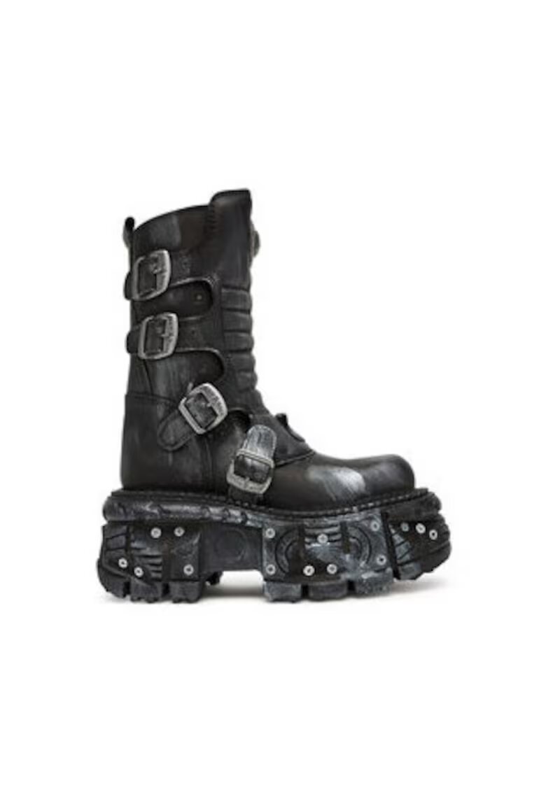 New Rock Ghete unisex - piele naturala - negru