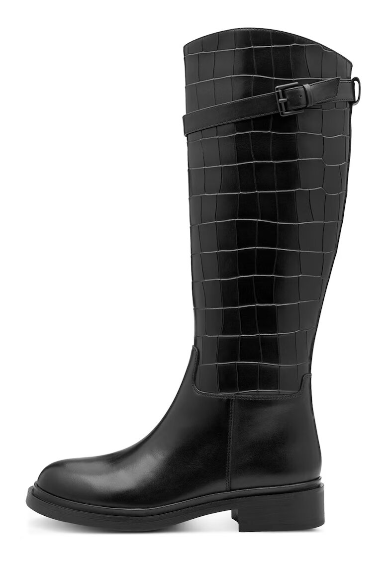 NEWD Cizme lungi din piele - Negru stins