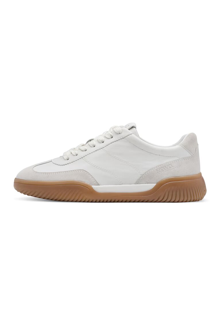 NEWD Pantofi sport low-cut din piele - Caramel/Alb murdar/Gri deschis melange