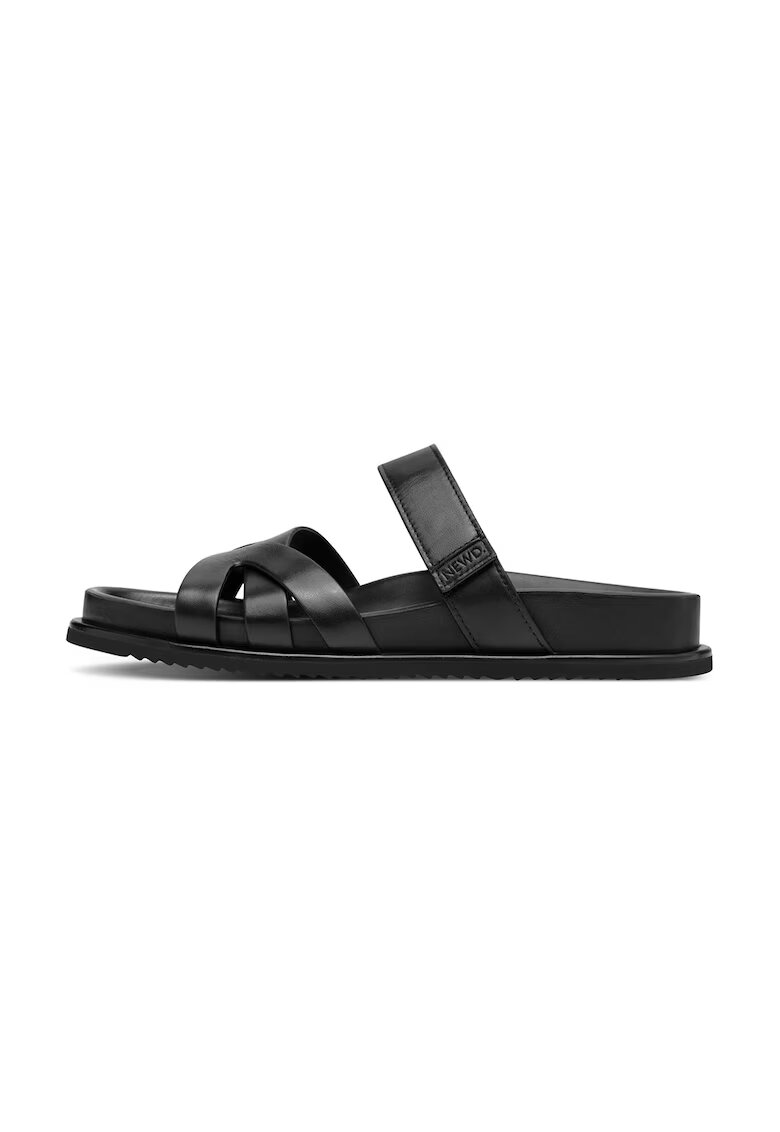 NEWD Papuci de casa din piele cu banda velcro - Negru