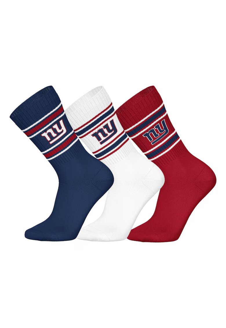 NFL Set de 3 perechi de sosete lungi cu model unisex - Rosu inchis/Alb optic/Bleumarin