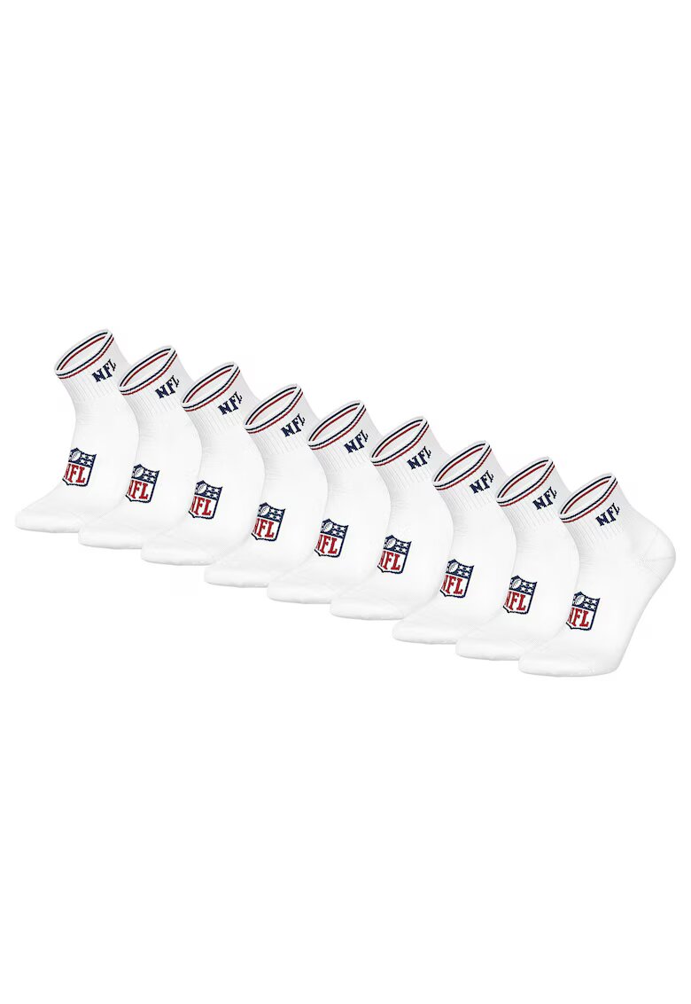 NFL Set de sosete pana la glezna unisex - 9 perechi - Alb