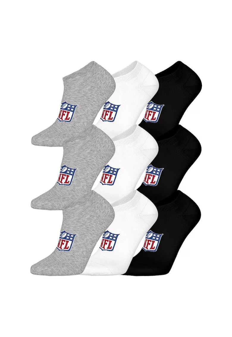NFL Set de sosete unisex cu logo - 9 perechi - Alb/Negru/Gri