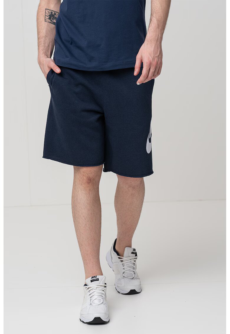 Nike Bermude cu snur de ajustare si logo Club - Alb/Albastru ultramarin