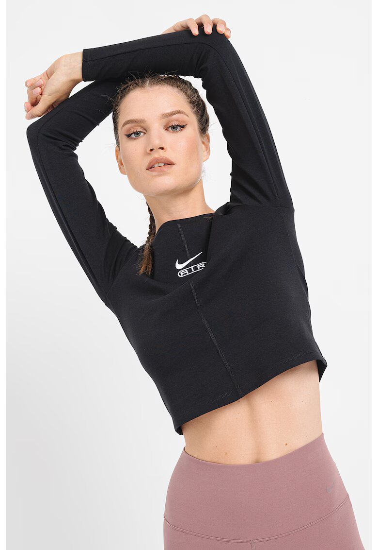 Nike Bluza crop cu logo brodat - Alb/Negru