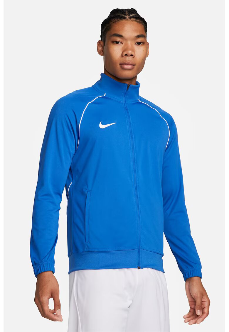 Nike Bluza cu fermoar si guler mediu pentru fotbal - Alb/Albastru royal