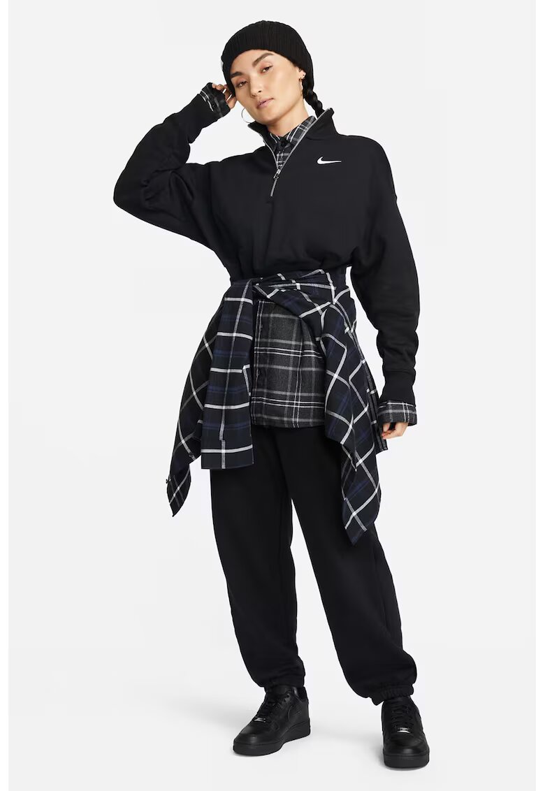 Nike Bluza de trening crop cu fenta cu fermoar - Negru