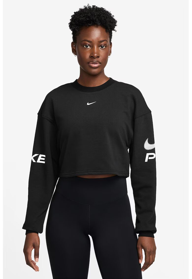 Nike Bluza de trening crop pentru fitness - Alb/Gri antracit