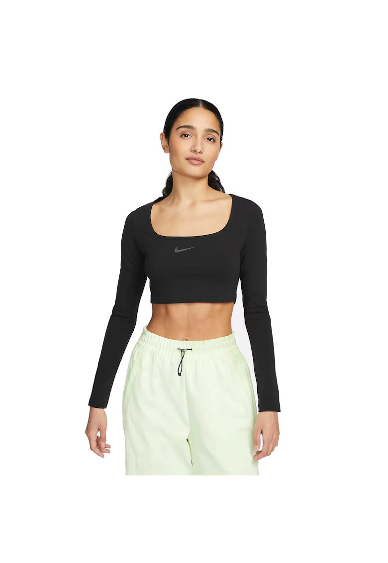 Nike Bluza pentru Femei - w nsw ls crop top sw - FJ5228-010 - Negru - Negru