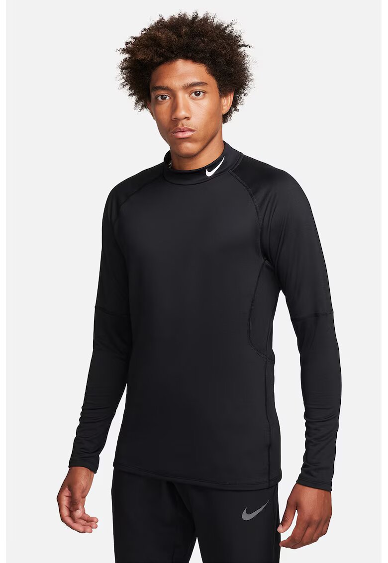 Nike Bluza slim fit cu guler scurt si tehnologie Dri-Fit pentru fitness - Negru