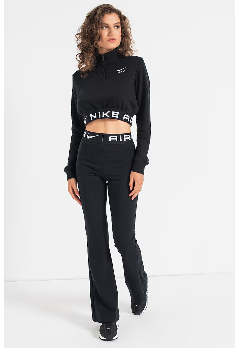 Nike Bluza sport crop cu fermoar scurt si logo - Negru