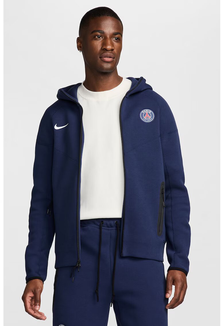 Nike Bluza sport din fleece Paris Saint-Germain Tech - Alb/Bleumarin