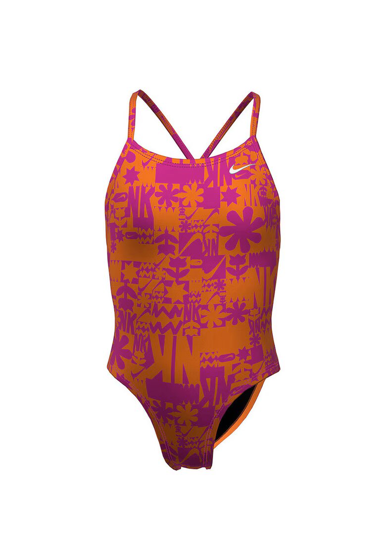 Nike Costum inot piscina femei Charms Multi Print Lace Up Back One Piece - marime - Portocaliu/Roz