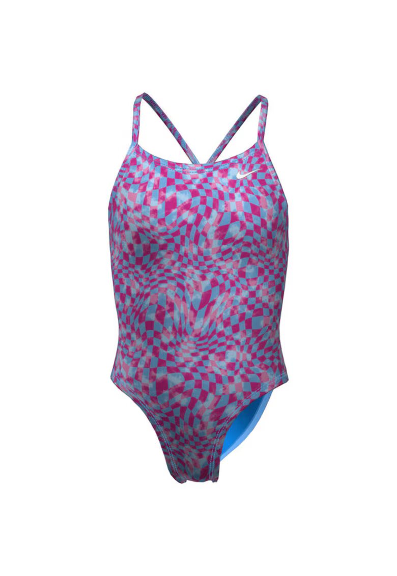 Nike Costum inot piscina femei Charms Multi Print Lace Up Back One Piece - marime - Roz/Albastru