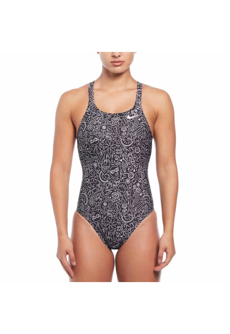 Nike Costum inot piscina femei Multi Print Fastback One Piece - Alb/Negru