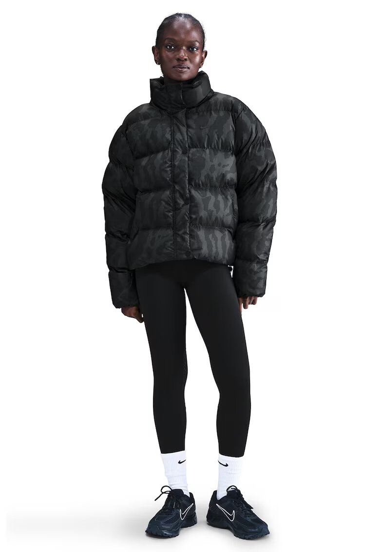 Nike Geaca cu vatelina si model camuflaj - Negru/Verde padure