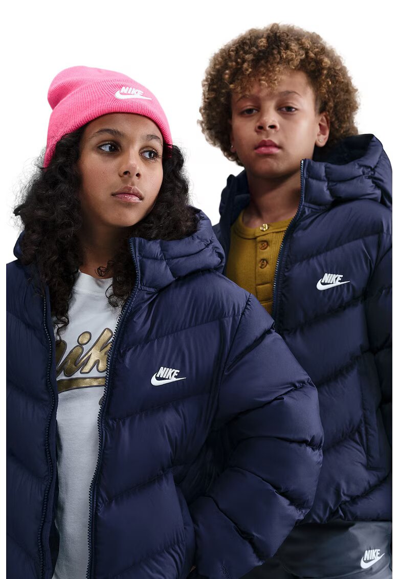 Nike Geaca lejera cu vatelina si logo - Alb/Bleumarin
