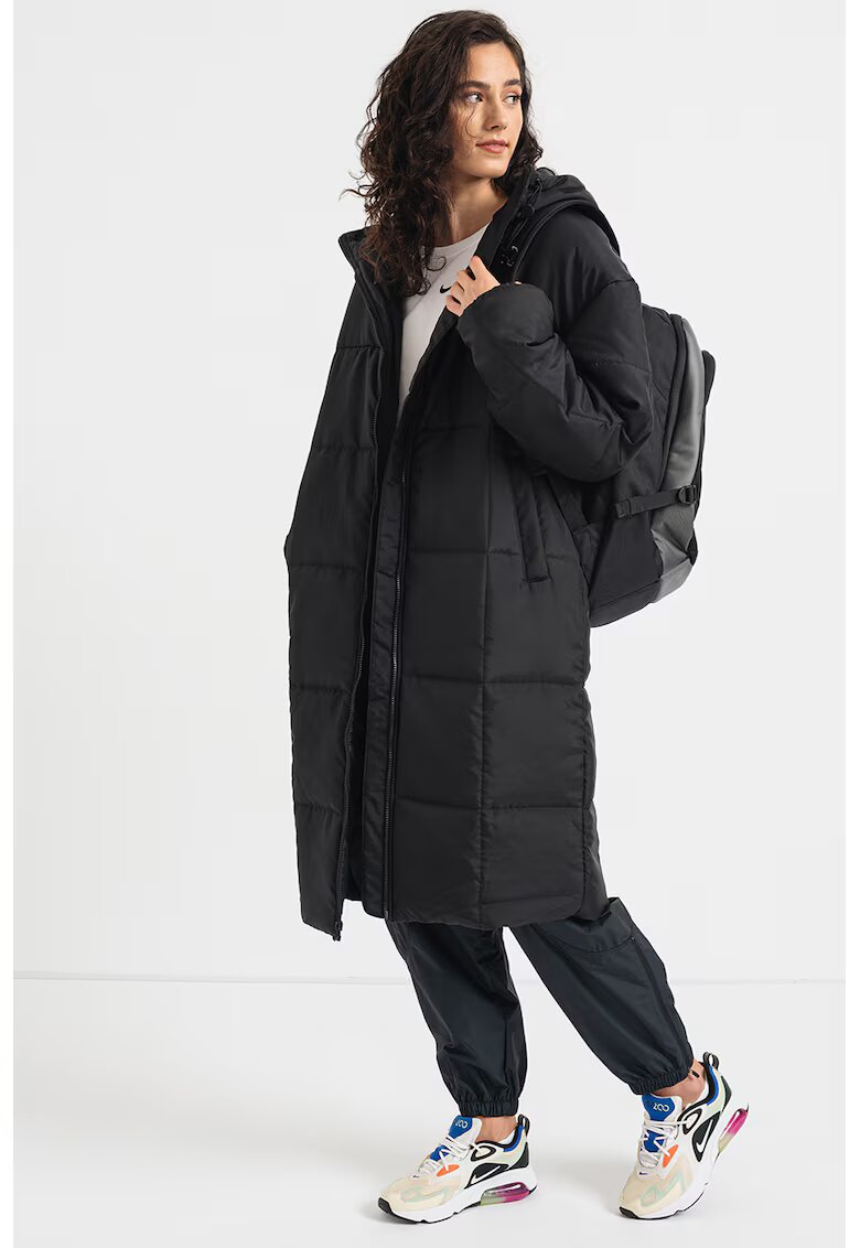 Nike Geaca lunga cu aspect matlasat - Negru