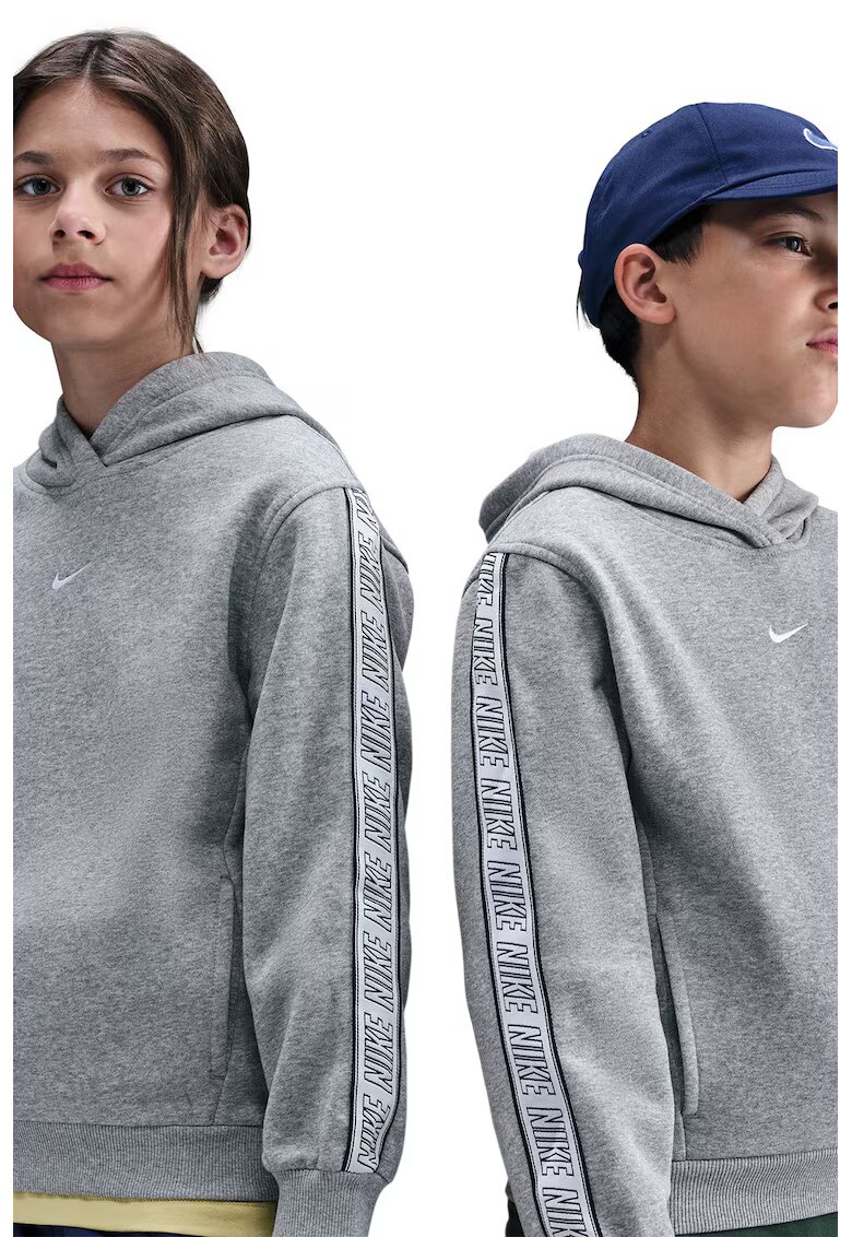 Nike Hanorac cu banda logo laterala - Alb/Gri deschis