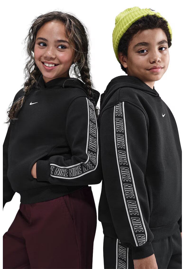 Nike Hanorac cu banda logo laterala - Alb/Negru stins