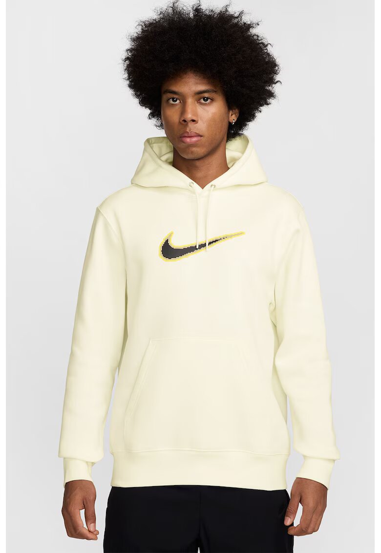 Nike Hanorac cu buzunar kangaroo si snur - Galben/Crem