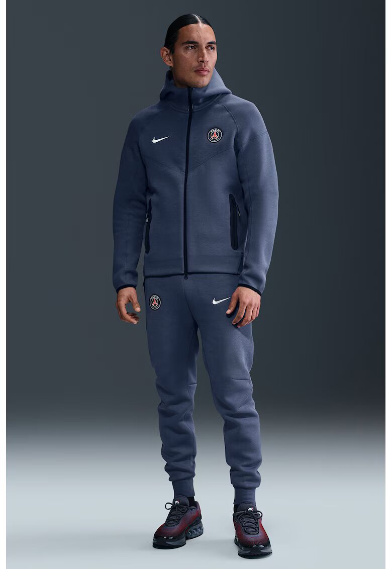 Nike Hanorac cu buzunare si fermoar - pentru fotbal Paris Saint-Germain Tech - Albastru prafuit