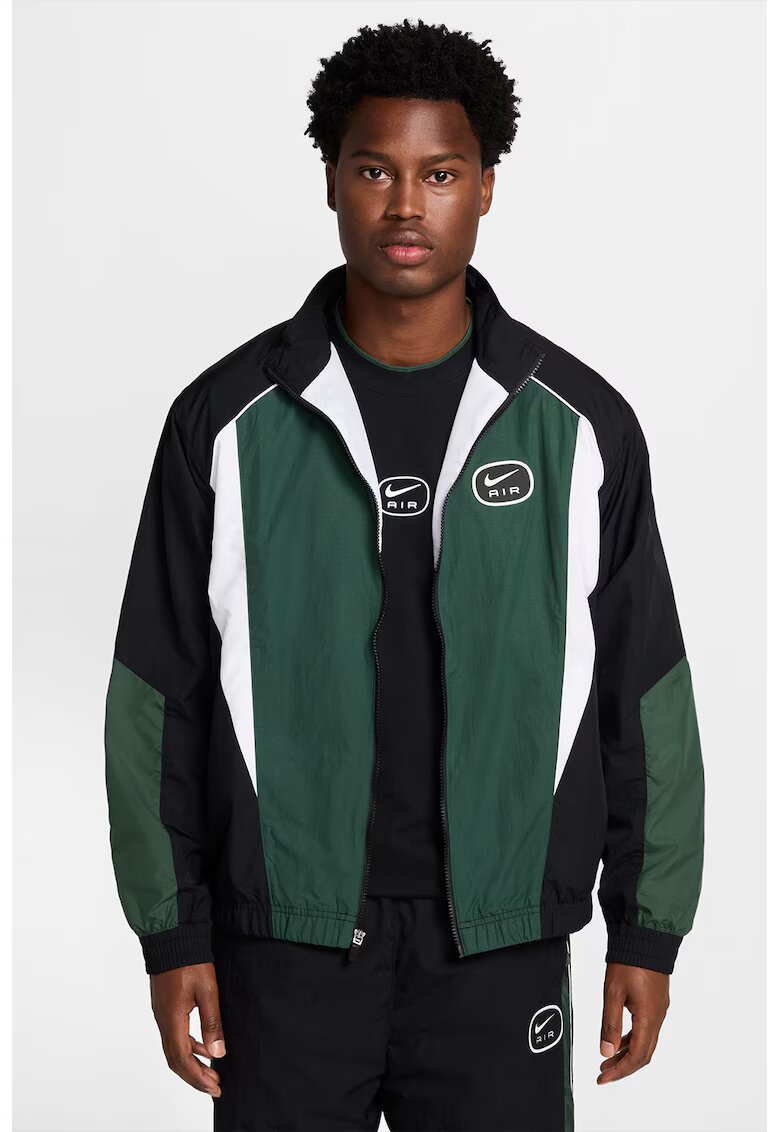 Nike Hanorac cu fermoar si logo Air - Negru/Verde inchis