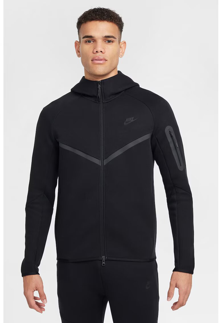 Nike Hanorac cu fermoar si logo - Negru
