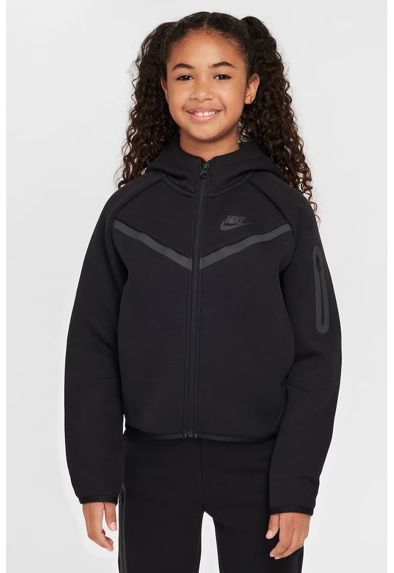 Nike Hanorac din amestec de bumbac cu fermoar - Negru
