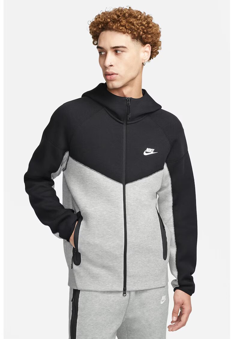 Nike Hanorac din amestec de bumbac - cu fermoar - Negru/Gri melange