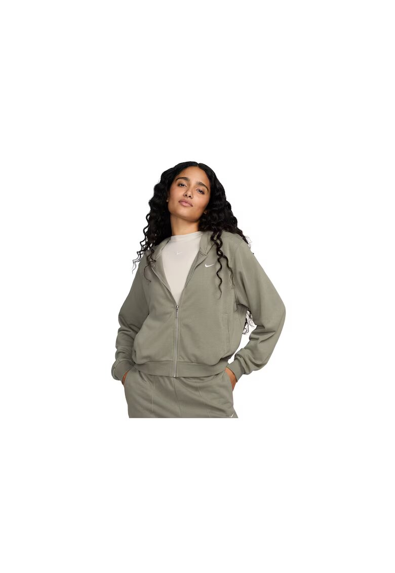 Nike Hanorac din amestec de bumbac cu fermoar si model uni - Kaki