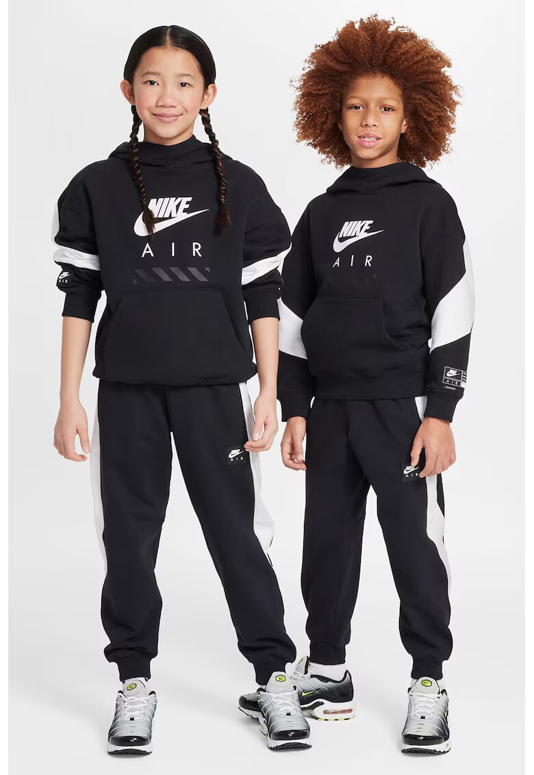 Nike Hanorac din bumbac cu imprimeu logo Air - Negru/Alb optic