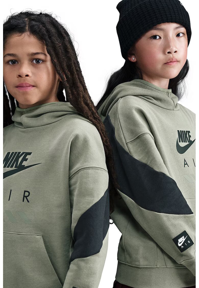 Nike Hanorac din bumbac cu imprimeu logo Air - Verde pal