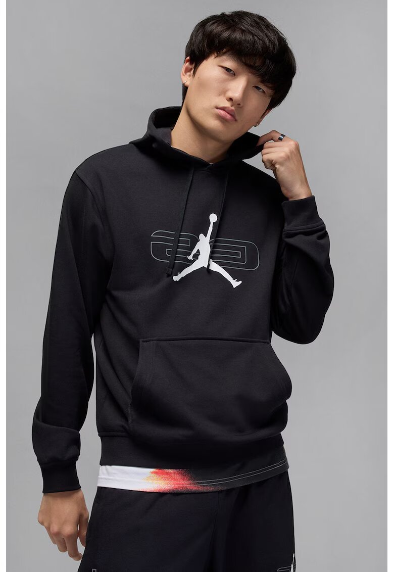 Nike Hanorac din material fleece cu logo pentru baschet - Alb/Negru