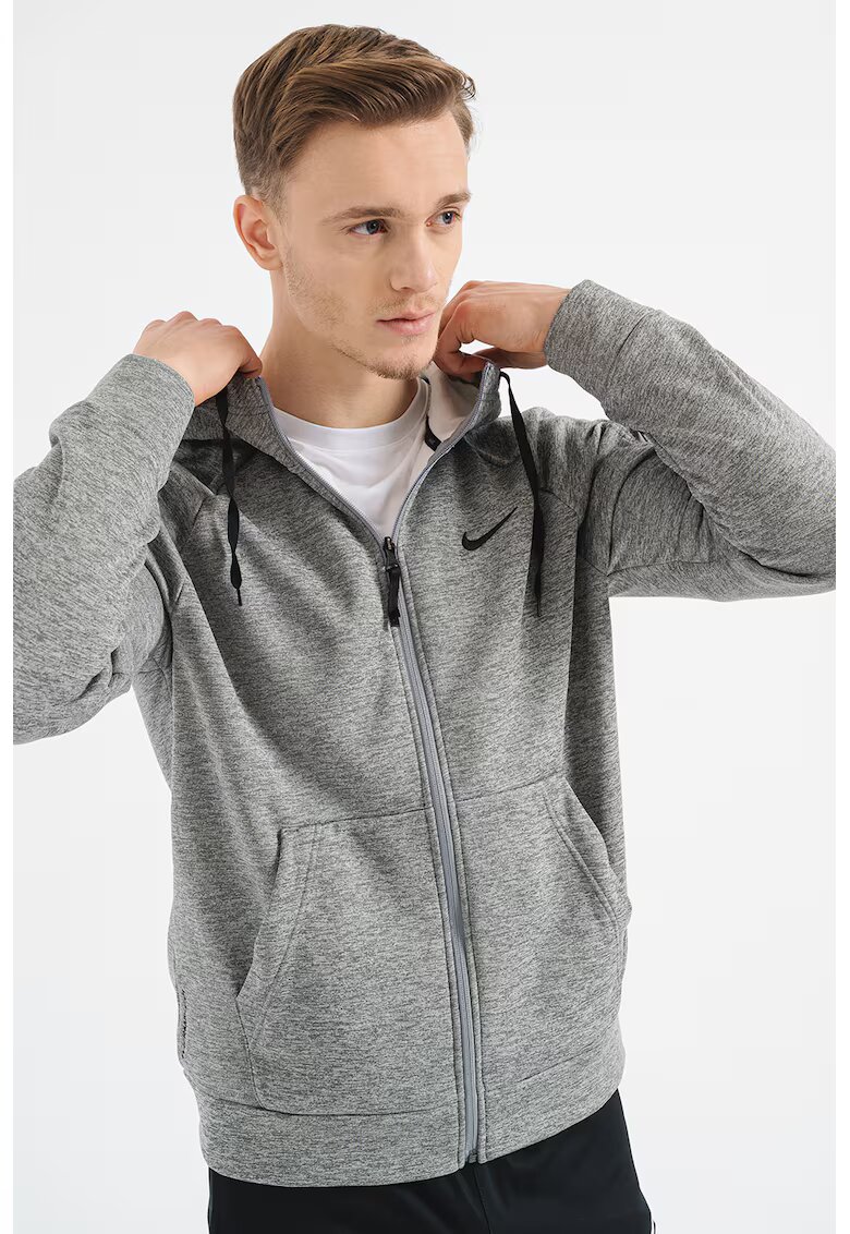 Nike Hanorac relaxed fit pentru fitness Therma-FIT - Gri inchis melange