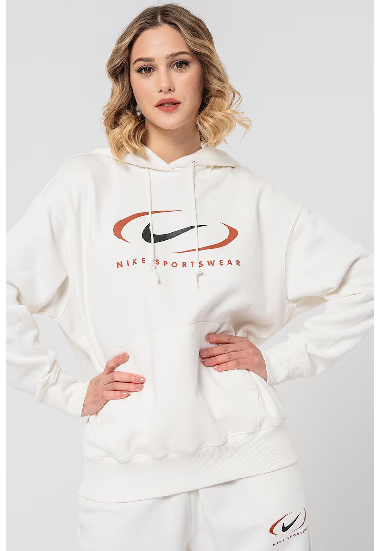 Nike Hanorac supradimensionat cu buzunar kangaroo - Alb