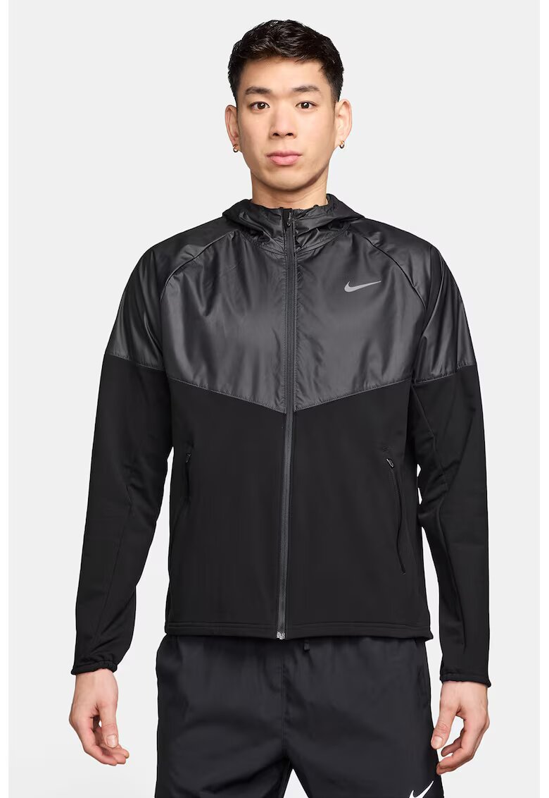 Nike Jacheta cu fermoar - pentru antrenament Miler - Negru/Gri inchis