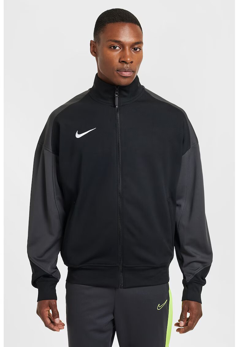 Nike Jacheta cu fermoar si guler mediu pentru fotbal - Alb/Negru/Gri