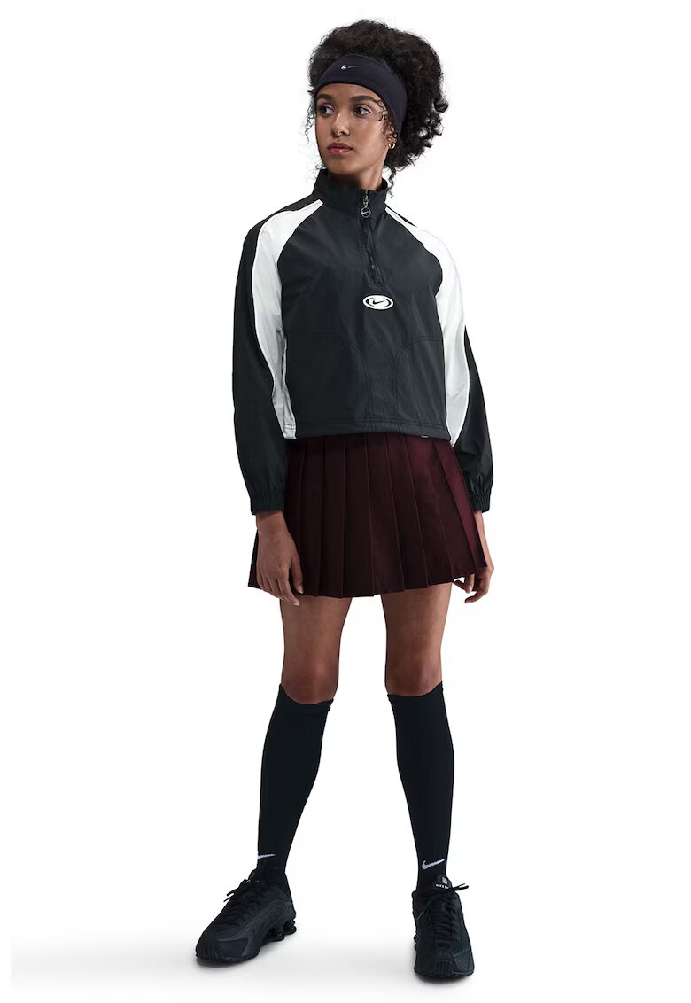 Nike Jacheta cu maneci raglan si fermoar scurt - Alb/Gri antracit