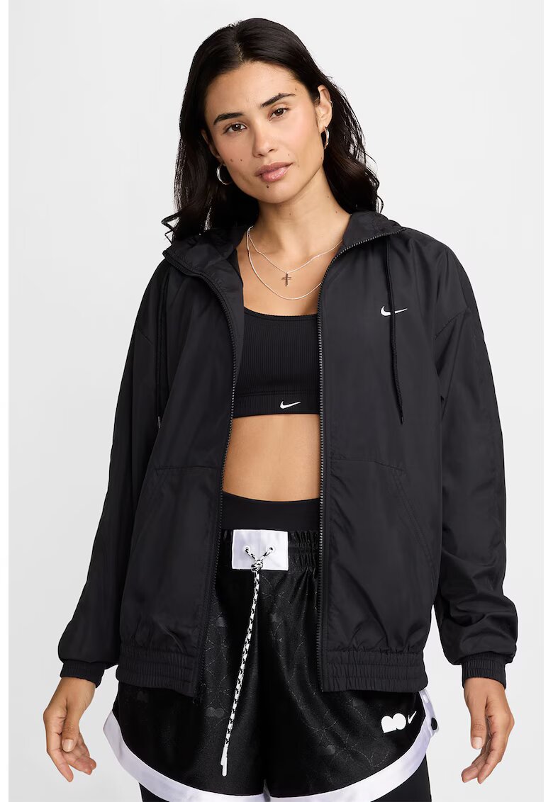 Nike Jacheta lejera cu gluga si rezistenta la UV - Negru