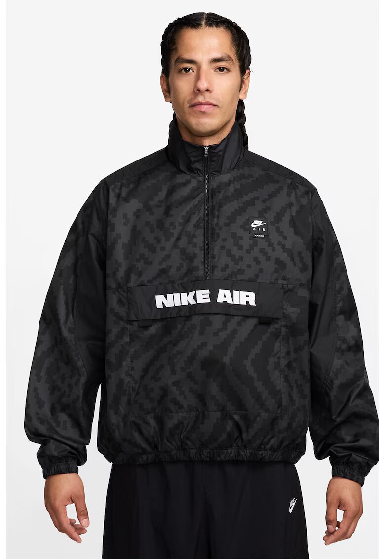Nike Jacheta supradimensionata si subtire fara inchidere - Alb/Negru/Negru stins